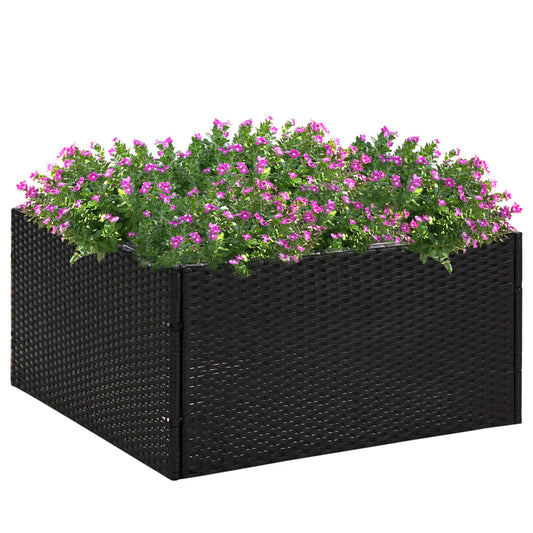 Berkfield Garden Planter Black 80x80x40 cm Poly Rattan