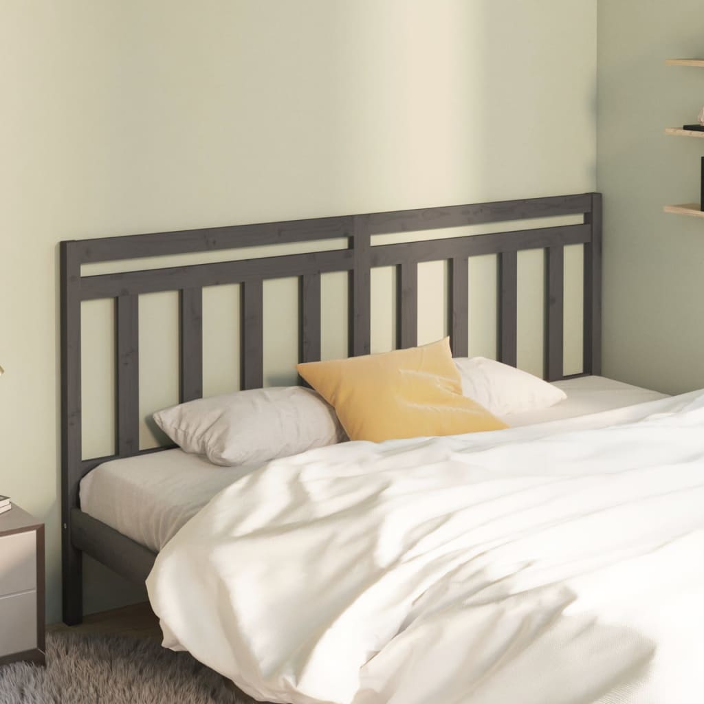 Berkfield Bed Headboard Grey 206x4x100 cm Solid Wood Pine