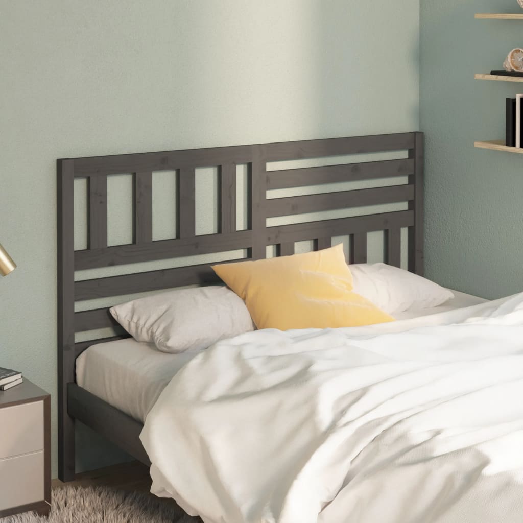 Berkfield Bed Headboard Grey 141x4x100 cm Solid Wood Pine