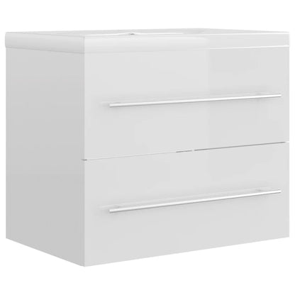 Berkfield Sink Cabinet with Built-in Basin High Gloss White Engineered Wood