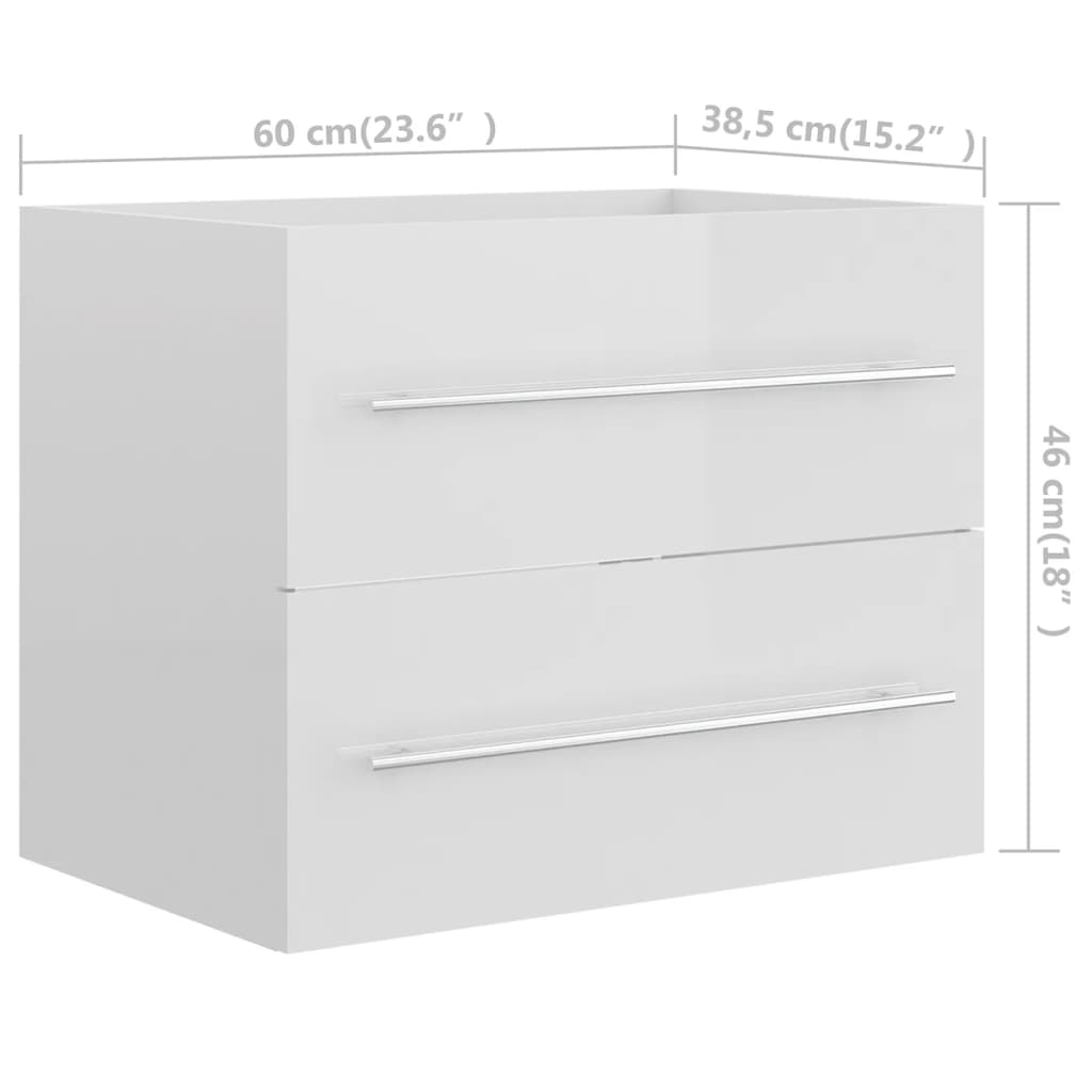Berkfield Sink Cabinet with Built-in Basin High Gloss White Engineered Wood