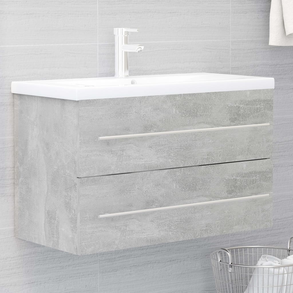 Berkfield Sink Cabinet with Built-in Basin Concrete Grey Engineered Wood
