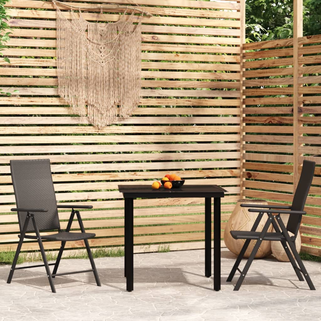 Berkfield 3 Piece Garden Dining Set Black