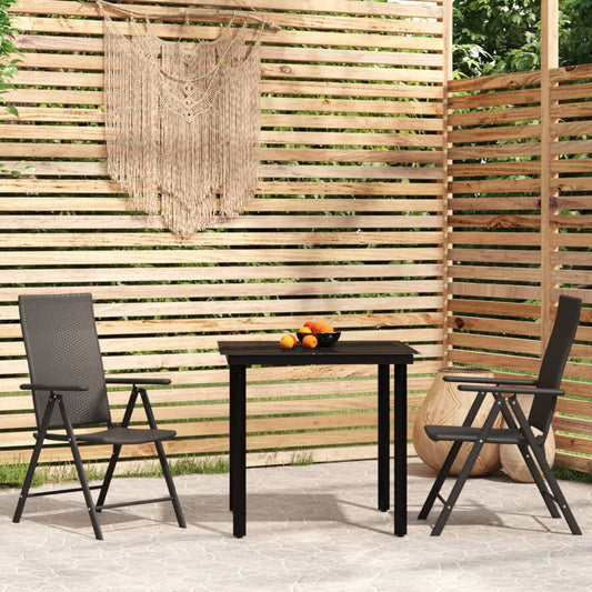 Berkfield 3 Piece Garden Dining Set Black