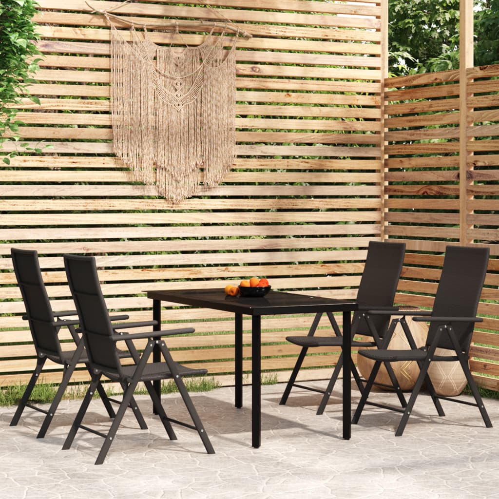 Berkfield 5 Piece Garden Dining Set Black