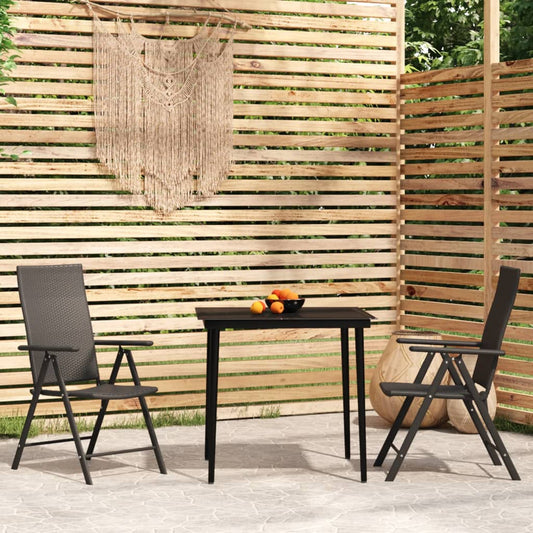 Berkfield 3 Piece Garden Dining Set Black