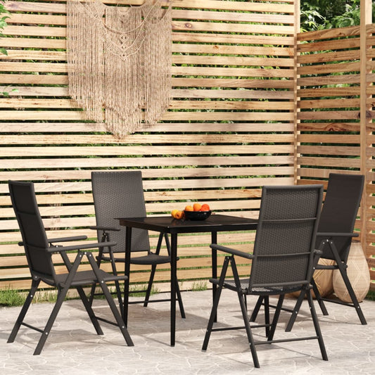 Berkfield 5 Piece Garden Dining Set Black