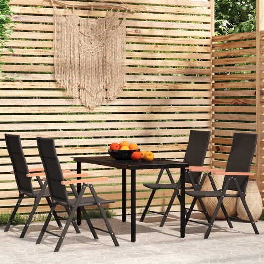 Berkfield 5 Piece Garden Dining Set Black