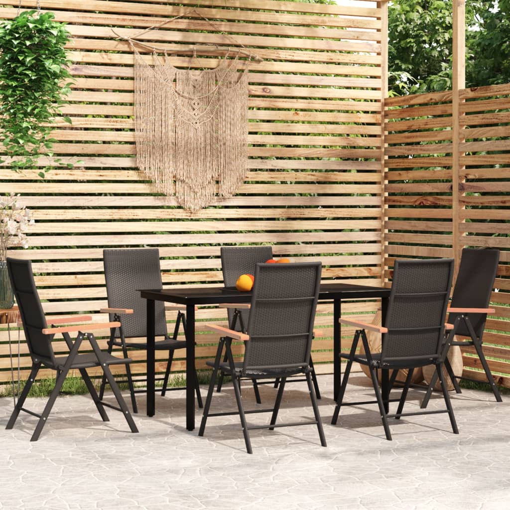 Berkfield 7 Piece Garden Dining Set Black