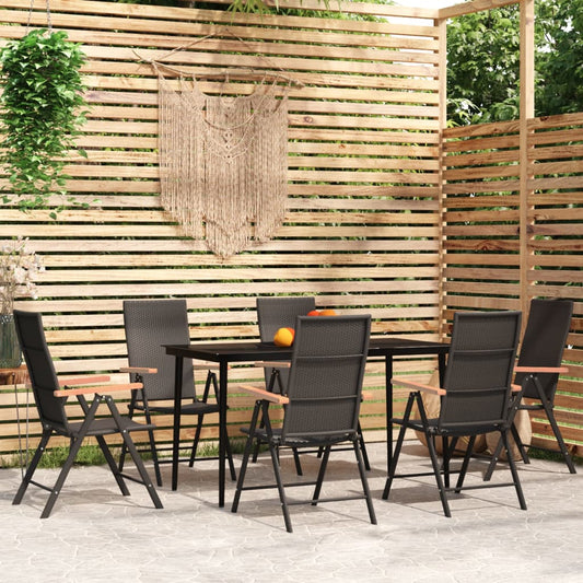 Berkfield 7 Piece Garden Dining Set Black