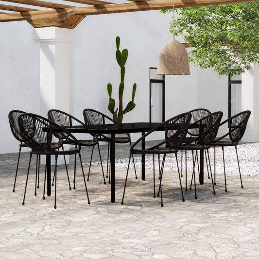 Berkfield 9 Piece Garden Dining Set Black