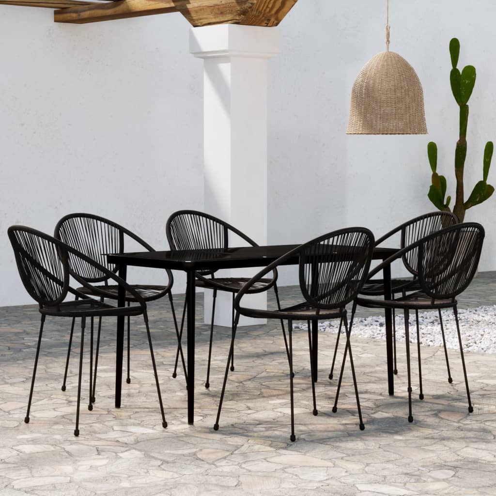Berkfield 7 Piece Garden Dining Set Black
