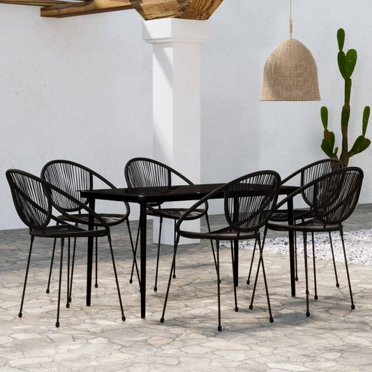 Berkfield 7 Piece Garden Dining Set Black