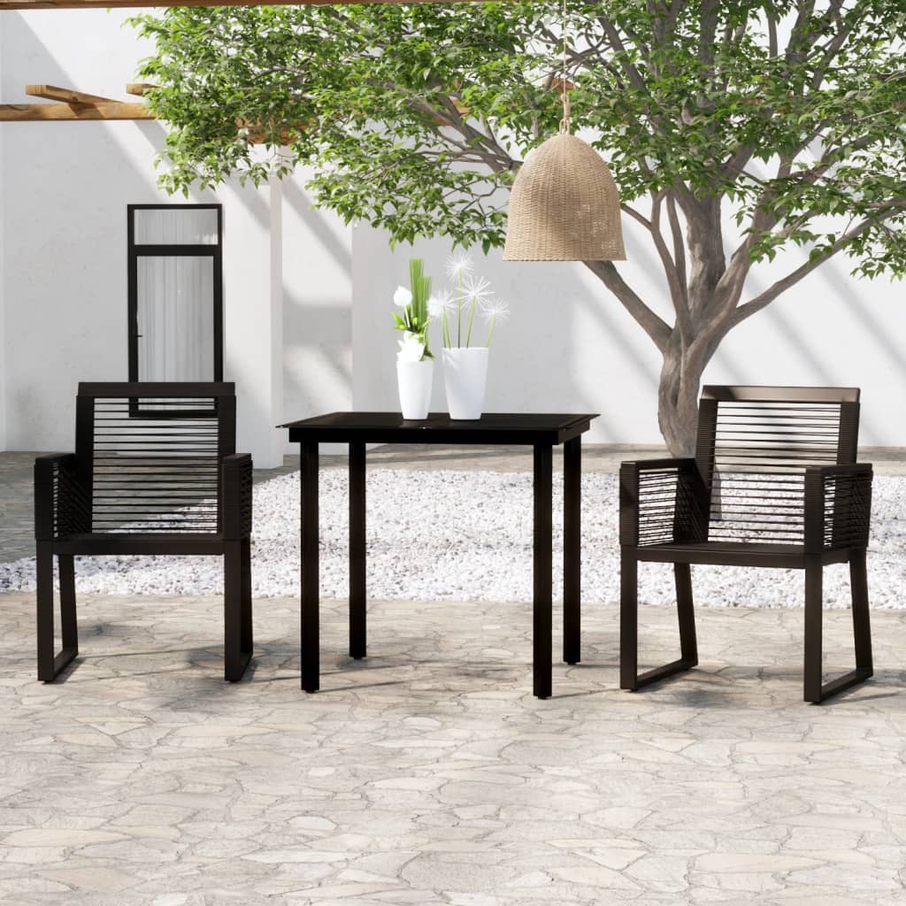 Berkfield 3 Piece Garden Dining Set Black