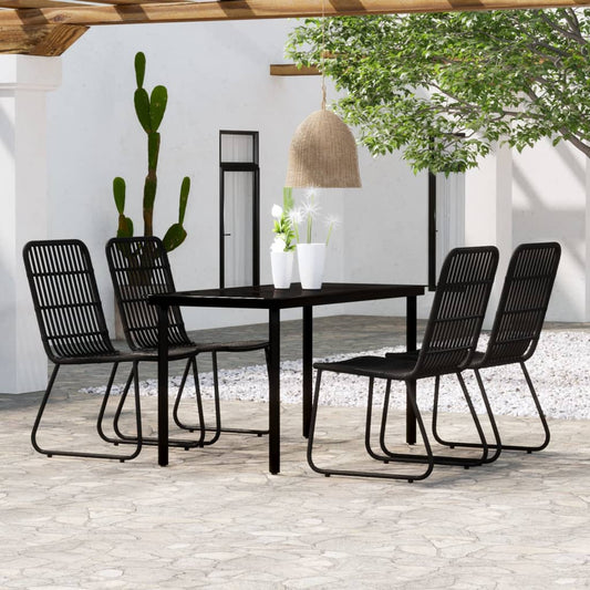Berkfield 5 Piece Garden Dining Set Black