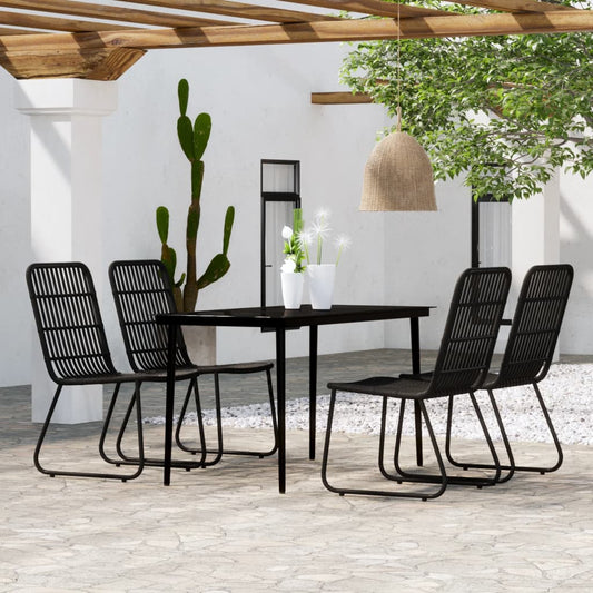 Berkfield 5 Piece Garden Dining Set Black