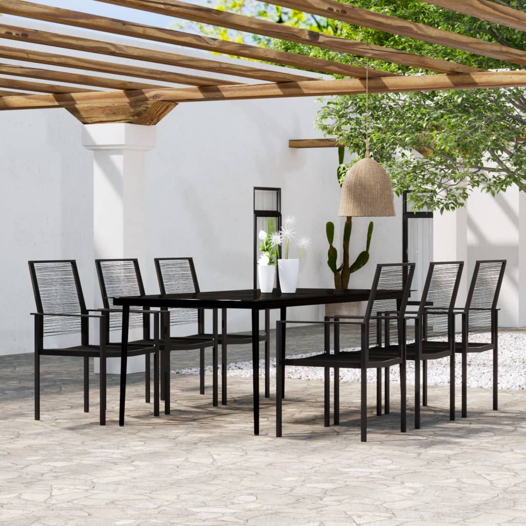 Berkfield 7 Piece Garden Dining Set Black