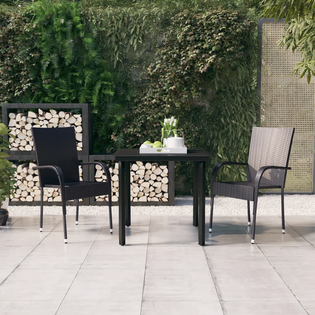 Berkfield 3 Piece Outdoor Dining Set Black