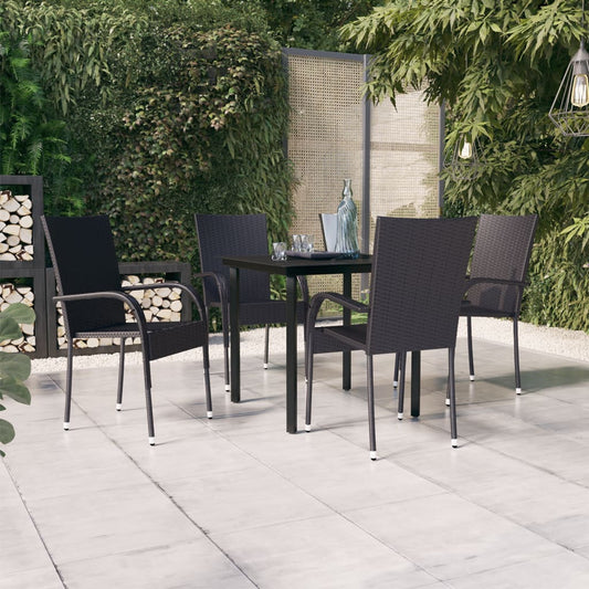 Berkfield 5 Piece Outdoor Dining Set Black