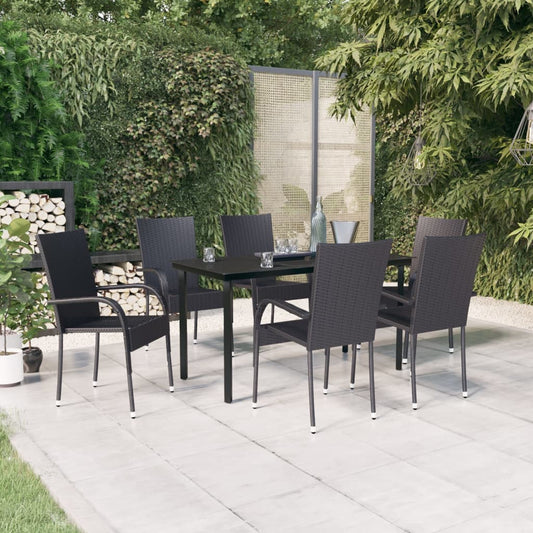 Berkfield 7 Piece Outdoor Dining Set Black
