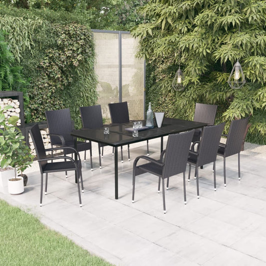 Berkfield 9 Piece Garden Dining Set Black