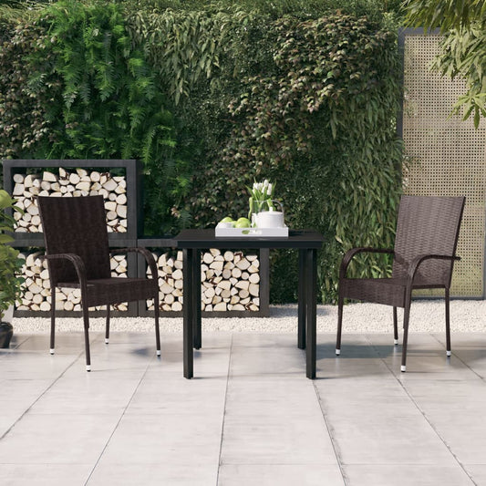 Berkfield 3 Piece Outdoor Dining Set Brown and Black
