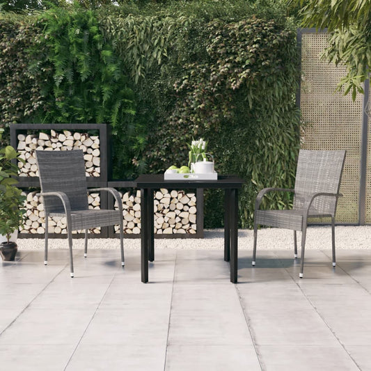Berkfield 3 Piece Garden Dining Set Grey and Black