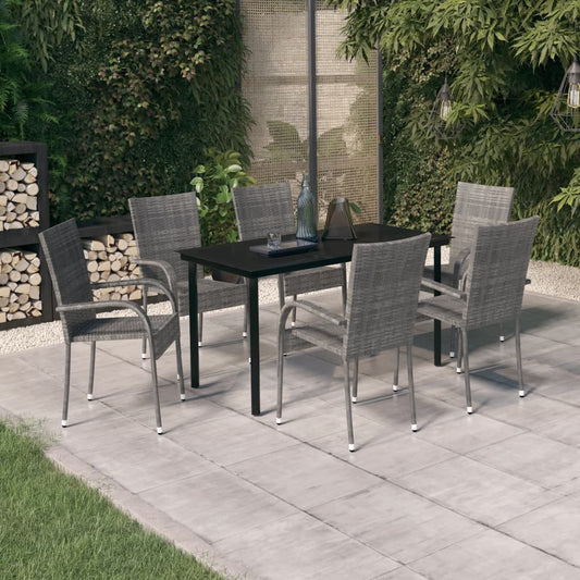 Berkfield 7 Piece Garden Dining Set Grey and Black