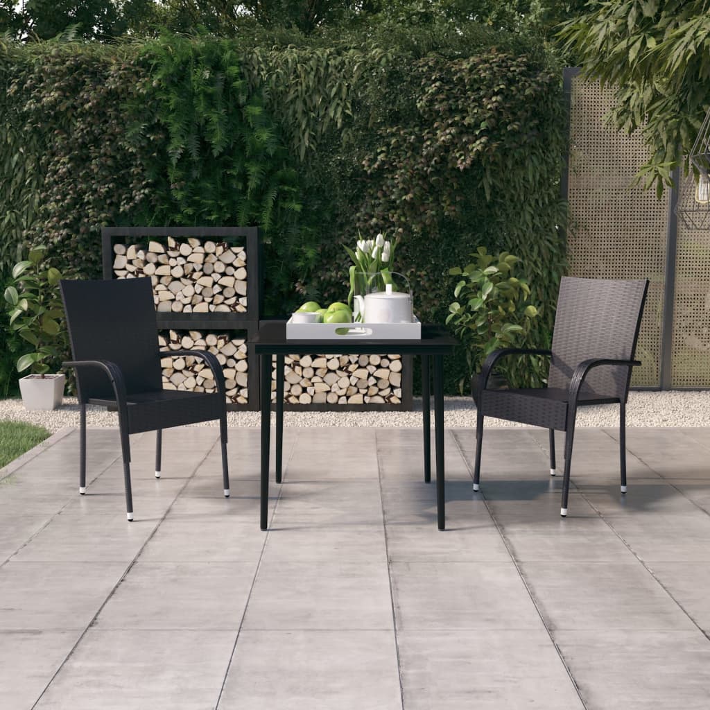 Berkfield 3 Piece Garden Dining Set Black