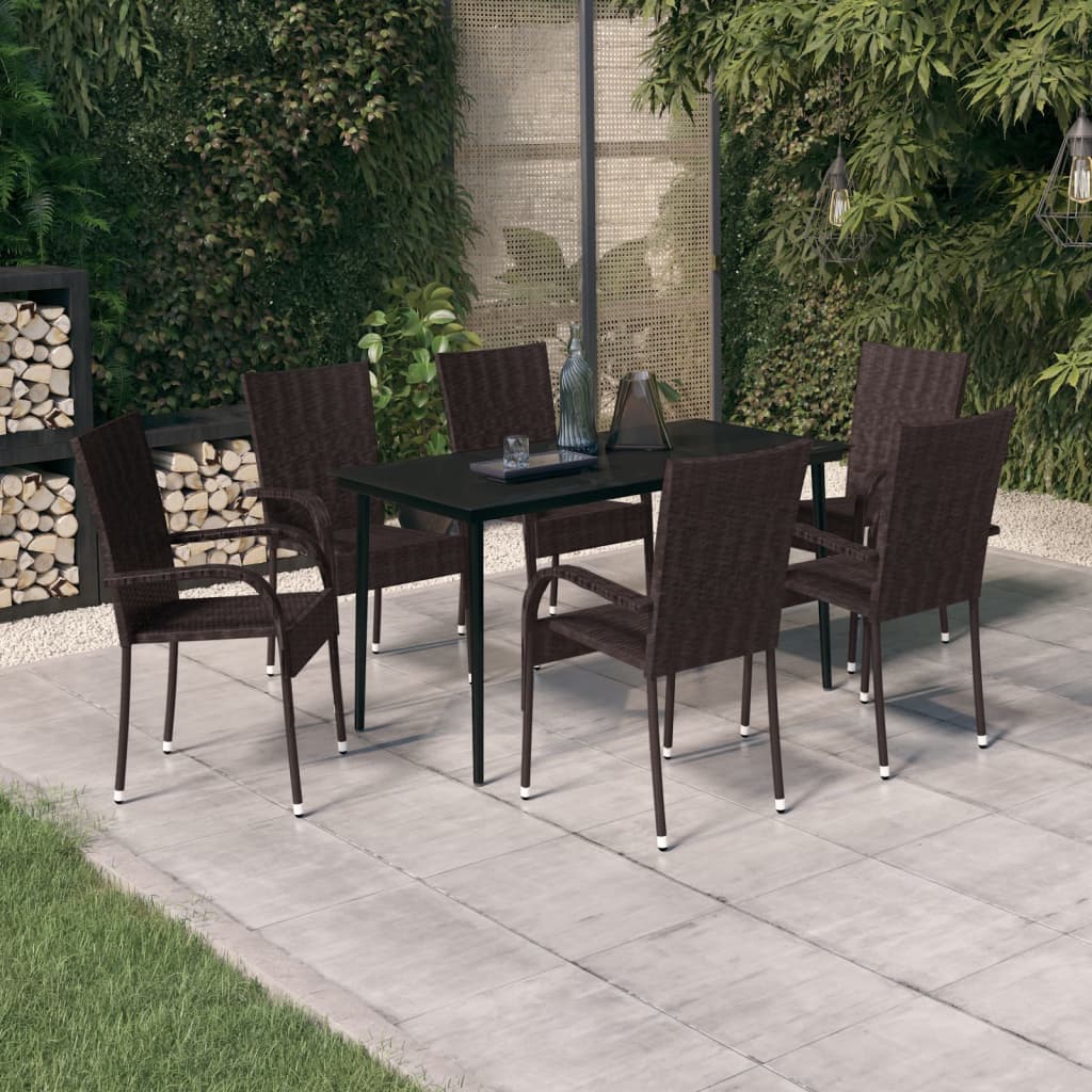 Berkfield 7 Piece Garden Dining Set Brown and Black
