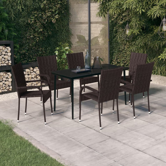 Berkfield 7 Piece Garden Dining Set Brown and Black