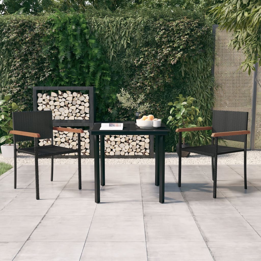Berkfield 3 Piece Garden Dining Set Black