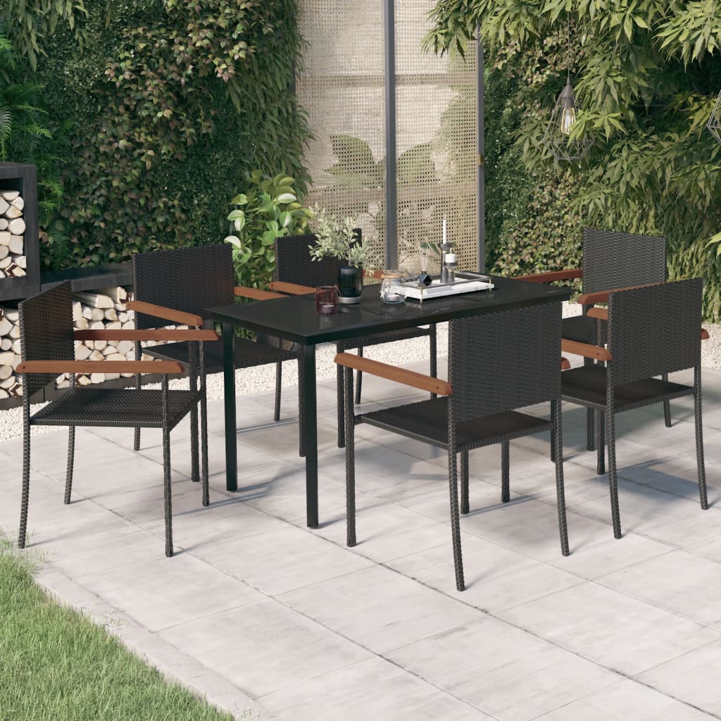 Berkfield 7 Piece Garden Dining Set Black