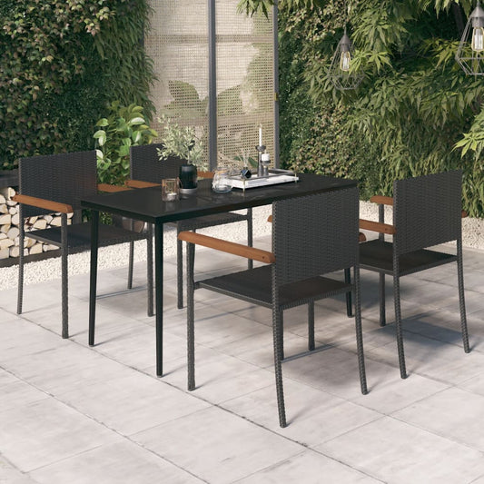Berkfield 5 Piece Garden Dining Set Black