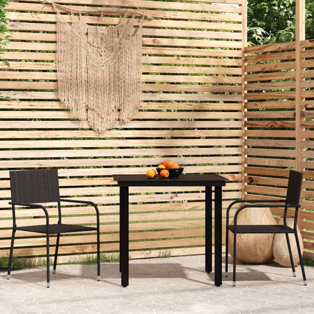 Berkfield 3 Piece Garden Dining Set Black