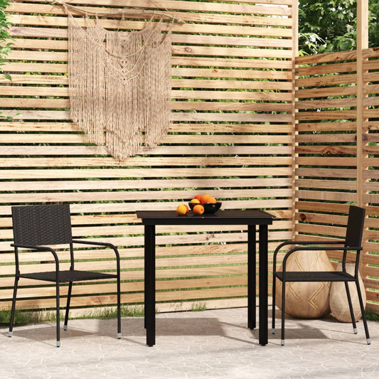 Berkfield 3 Piece Garden Dining Set Black