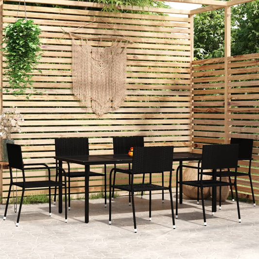 Berkfield 7 Piece Garden Dining Set Black