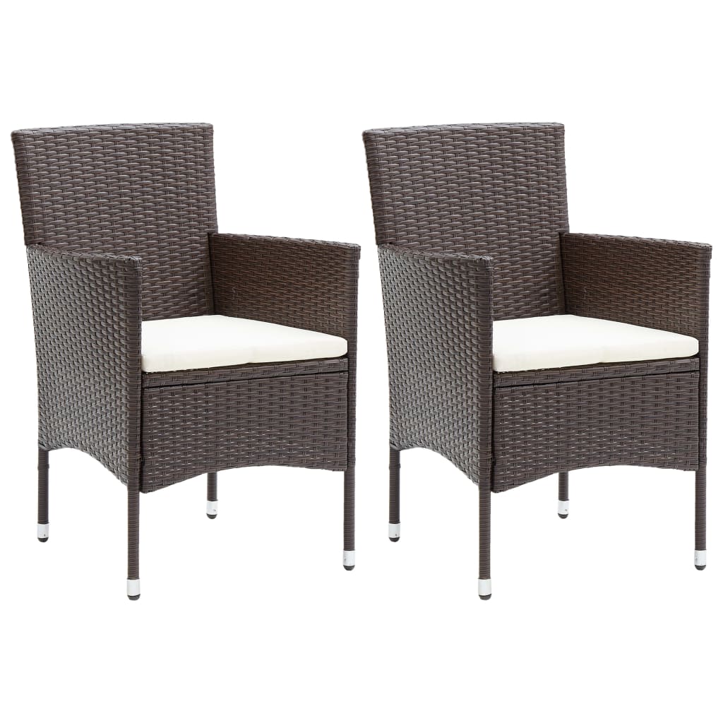 Berkfield Garden Dining Chairs 2 pcs Poly Rattan Brown