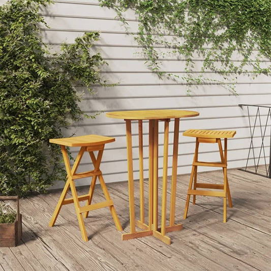 Berkfield 3 Piece Folding Bar Set Solid Wood Teak