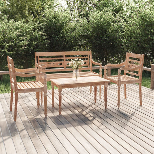 Berkfield 4 Piece Garden Lounge Set Solid Wood Teak
