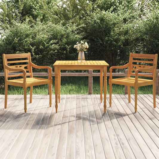 Berkfield 3 Piece Garden Dining Set Solid Wood Teak