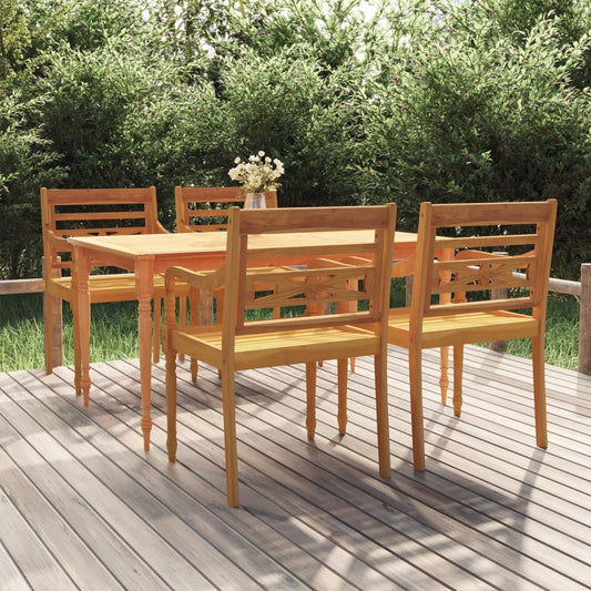 Berkfield 5 Piece Garden Dining Set Solid Wood Teak