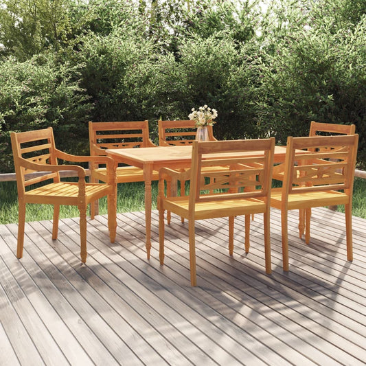 Berkfield 7 Piece Garden Dining Set Solid Wood Teak