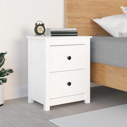 Berkfield Bedside Cabinet White 50x35x61.5 cm Solid Wood Pine