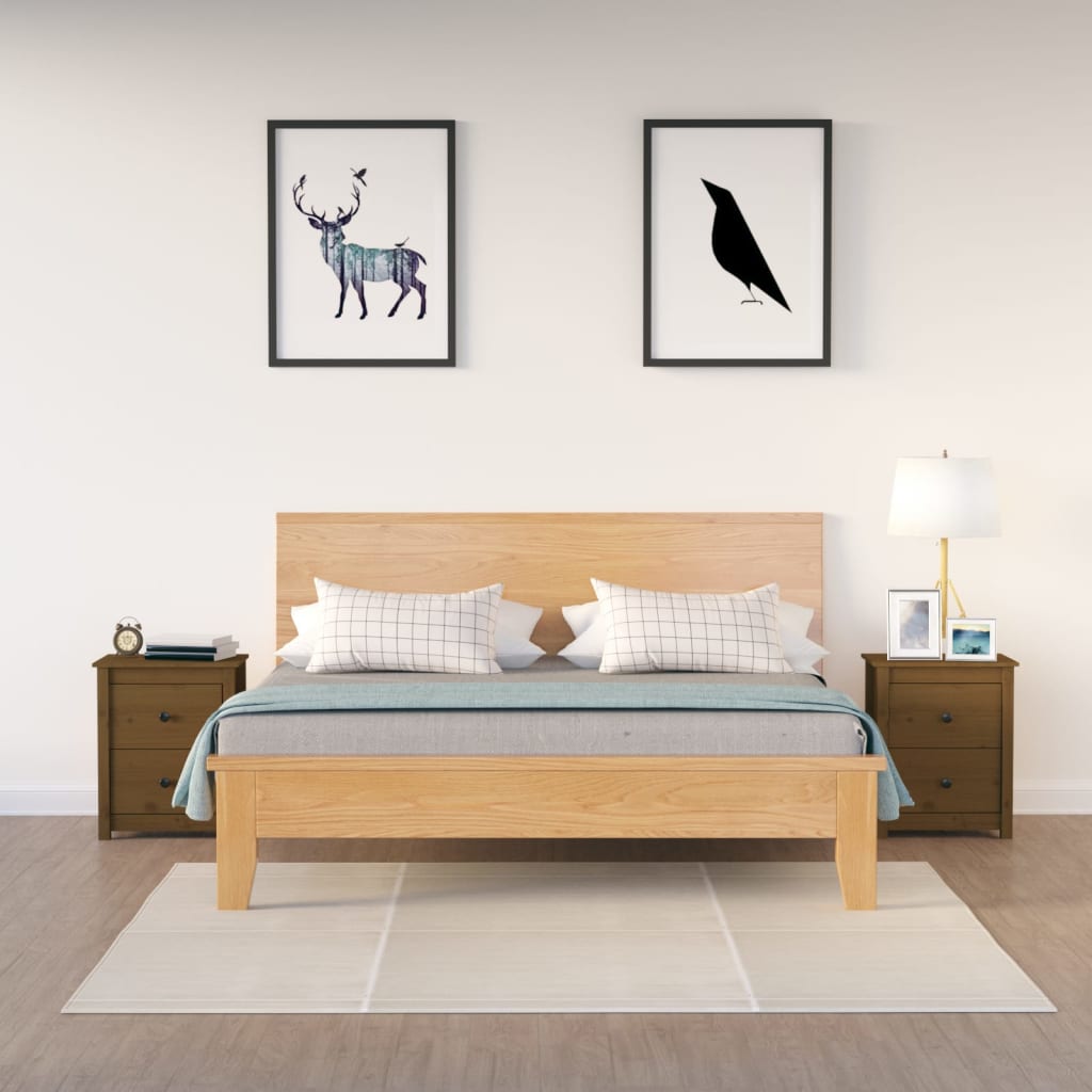 Berkfield Bedside Cabinets 2 pcs Honey Brown 50x35x61.5 cm Solid Wood Pine
