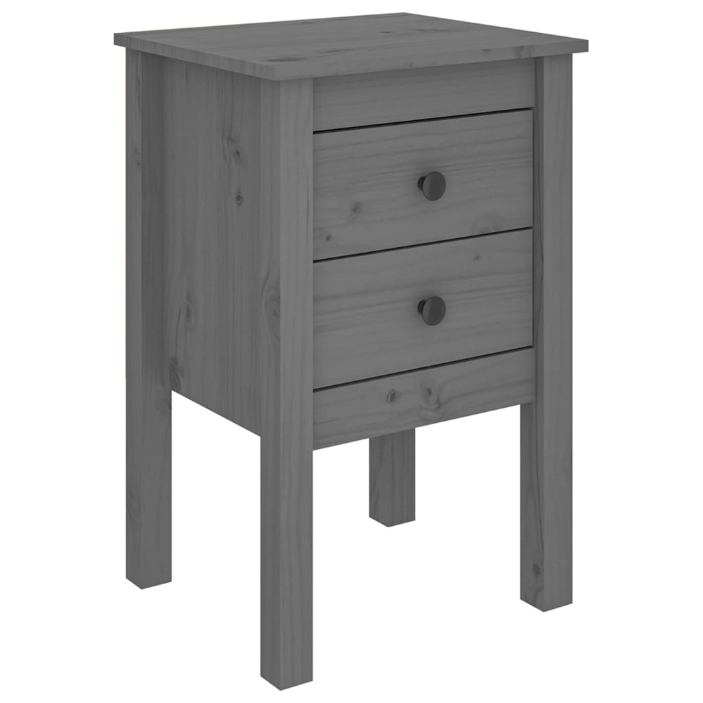 Berkfield Bedside Cabinet Grey 40x35x61.5 cm Solid Wood Pine