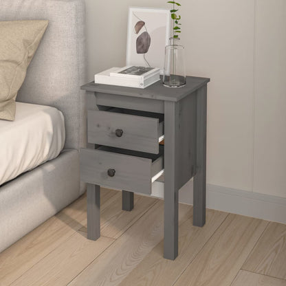 Berkfield Bedside Cabinet Grey 40x35x61.5 cm Solid Wood Pine