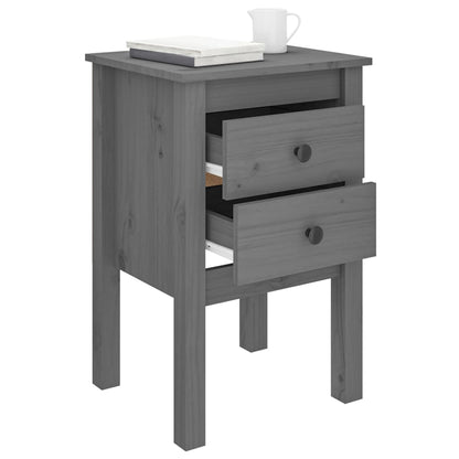 Berkfield Bedside Cabinet Grey 40x35x61.5 cm Solid Wood Pine