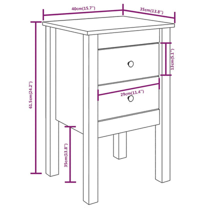 Berkfield Bedside Cabinet Grey 40x35x61.5 cm Solid Wood Pine
