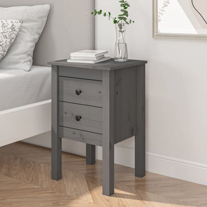 Berkfield Bedside Cabinet Grey 40x35x61.5 cm Solid Wood Pine
